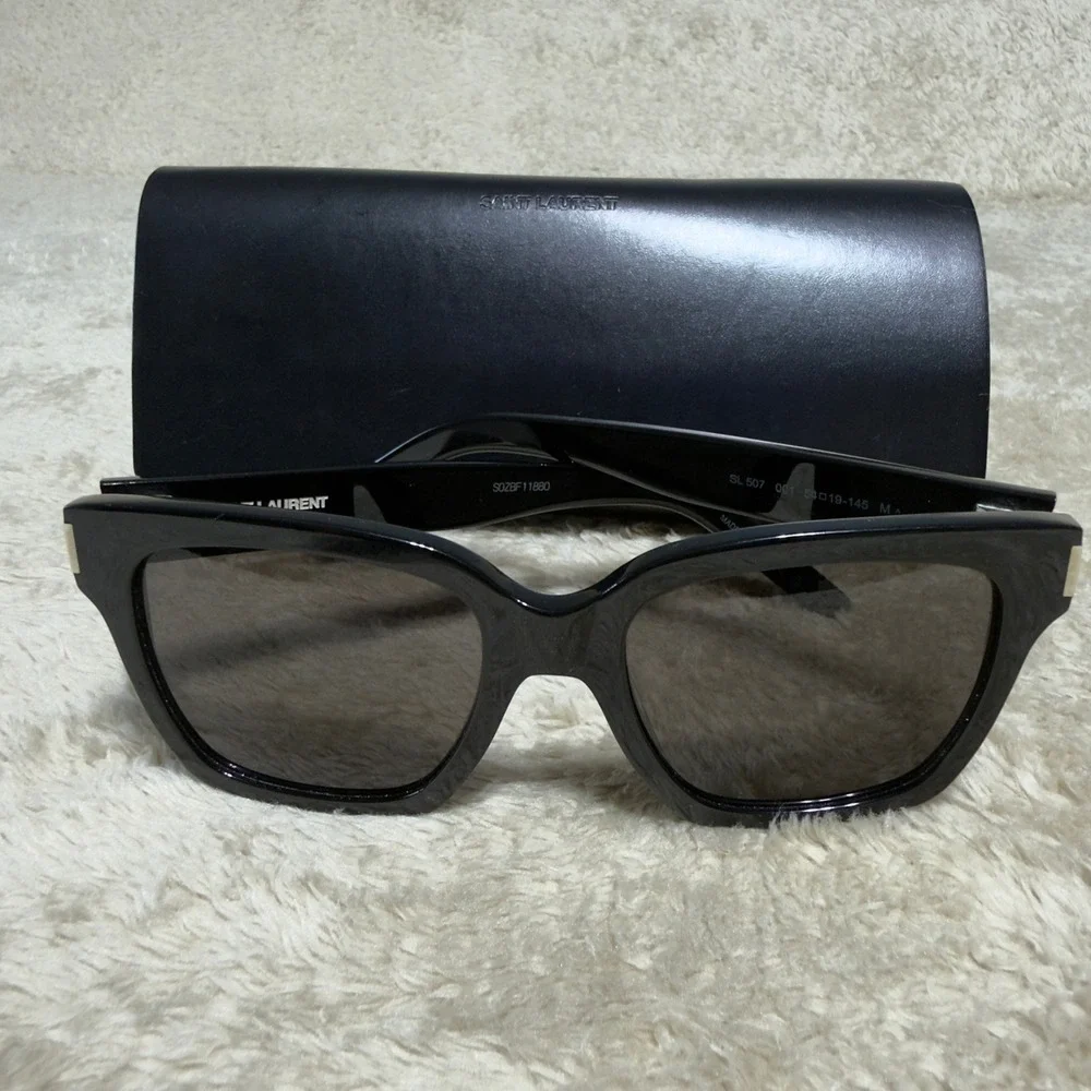 Saint Laurent Sunglasses Women Black SL 507 001 Square Cat Eye Luxury Designer